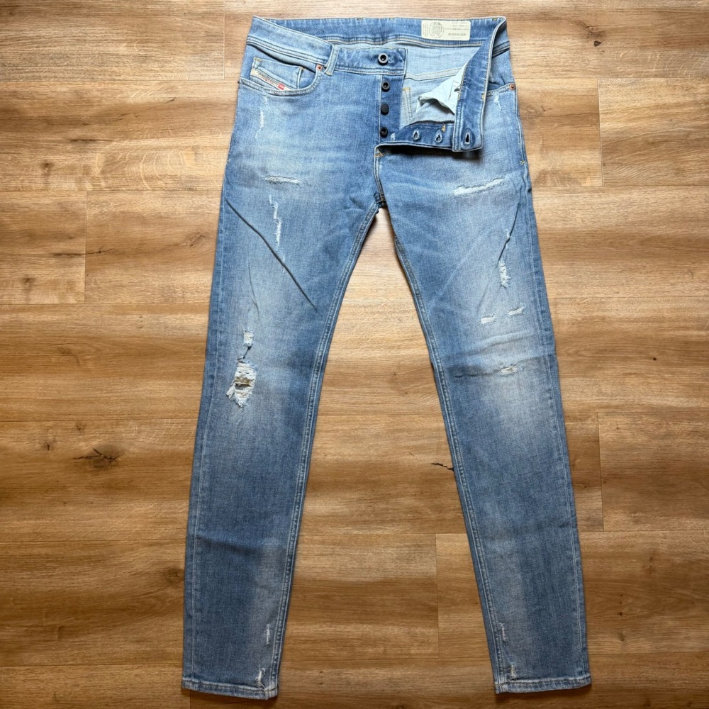 Diesel Sleenker Jeans Mens 32x32 Blue Slim Skinny Stretch Denim Distressed 086AT